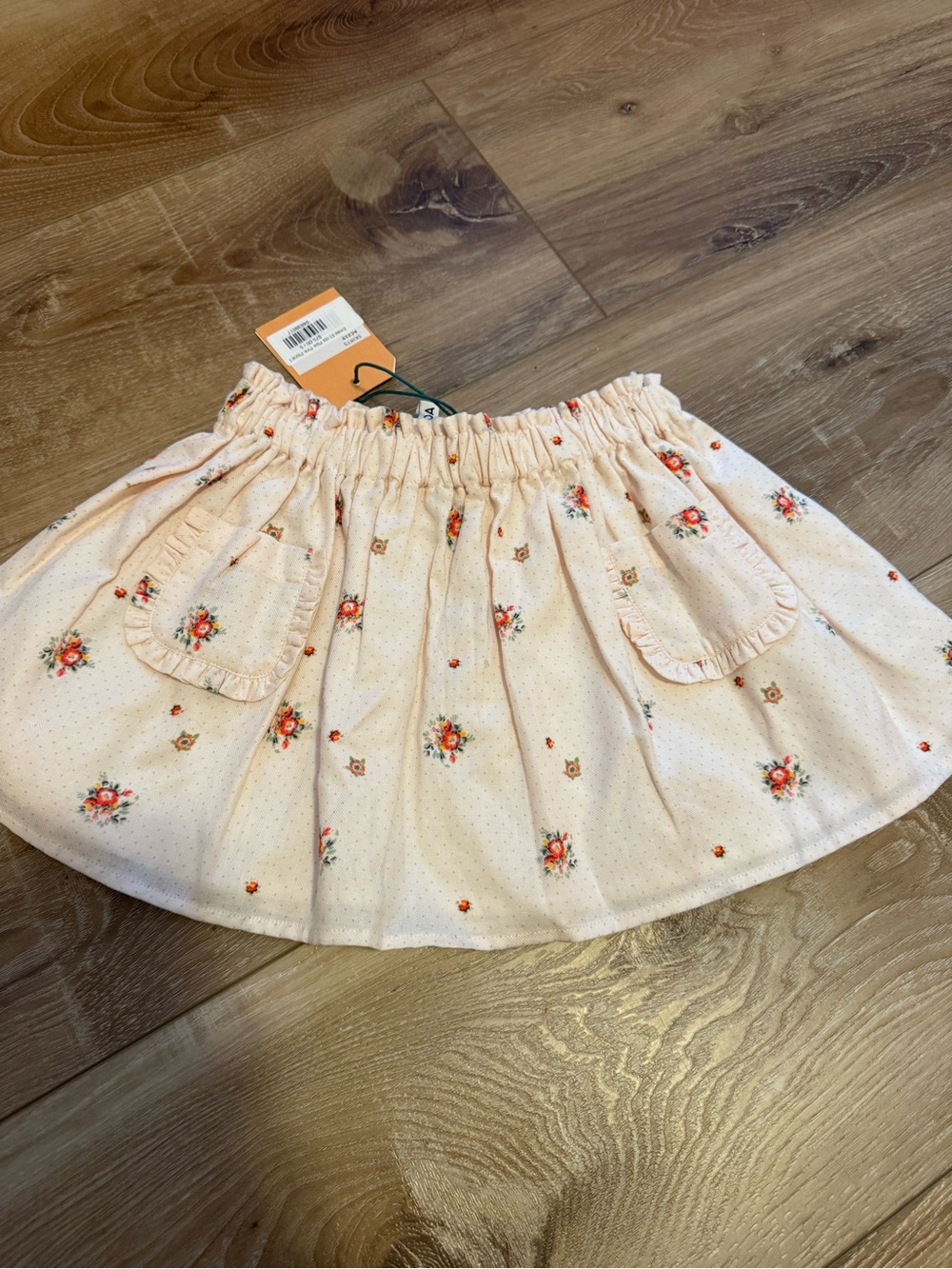 Emile et Ida Light Pink Floral Smocked Waist Skirt